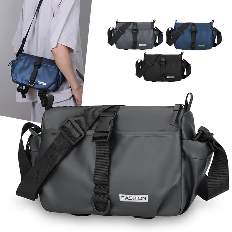 Work style men's shoulder bag large capacity PU leather film texture trendy crossbody bag multi-pocket storage commuter bag for men