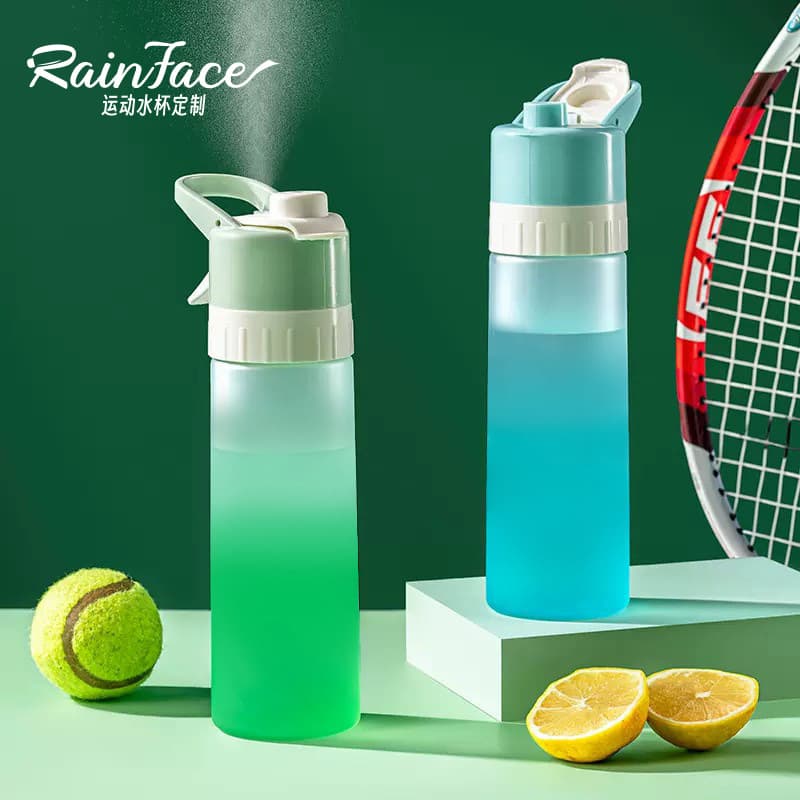 New Trendy Gradient Spray Water Bottle High Appearance Outdoor Sports Water Bottle Spray Plastic Cup for Men and Women Student Cup