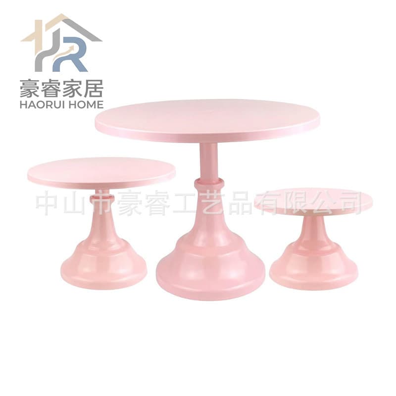 Iron Cake Stand 3-Piece Set Dessert Pastry Tall Pink Wedding Party Dessert Table Display Stand
