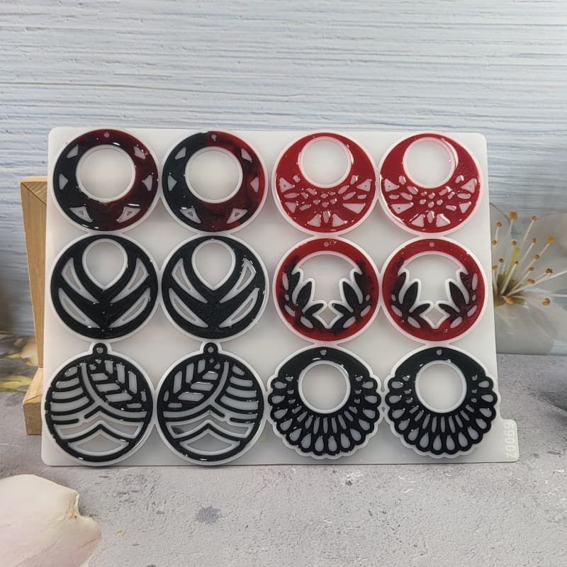 Z0069 Round Geometric Flower Leaf Earring Mold Crystal Epoxy Silicone Mold DIY Decoration Silicone Mold