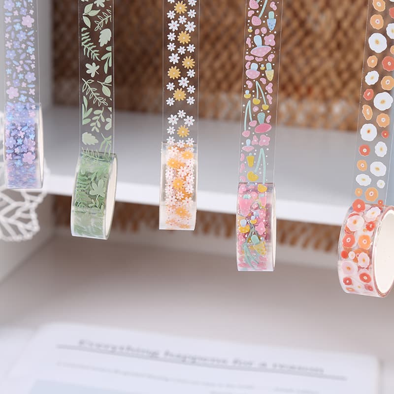 Creative Transparent PET Floral Washi Tape Stationery Stickers Gift Box DIY Decoration Material