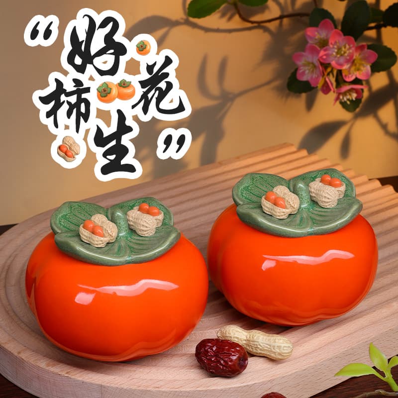 Housewarming Decoration Persimmon Ornament for Good Luck, New Home Gift, Moving-In Tabletop Display Ceremony Item
