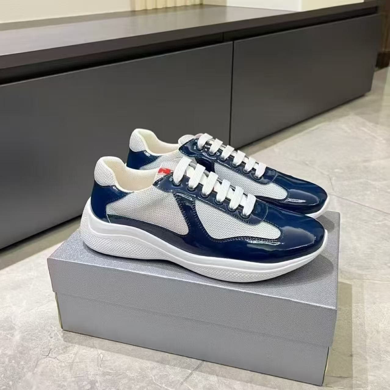 Guangzhou Europe Export Americas Cup P Brand High-End Men's Shoes Patent Leather Mesh Sports Trendy Casual Sneakers