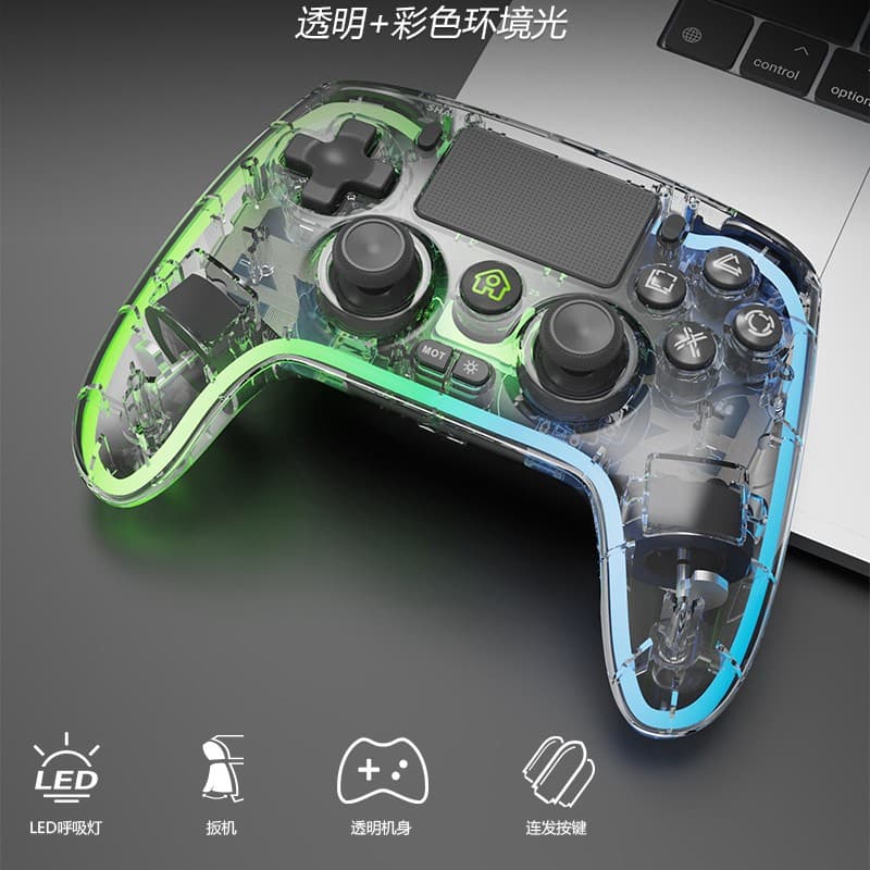 [Factory Promotion] PS4 Bluetooth Controller Transparent PS4 Wireless Controller with RGB Light PS4 Wireless Gamepad