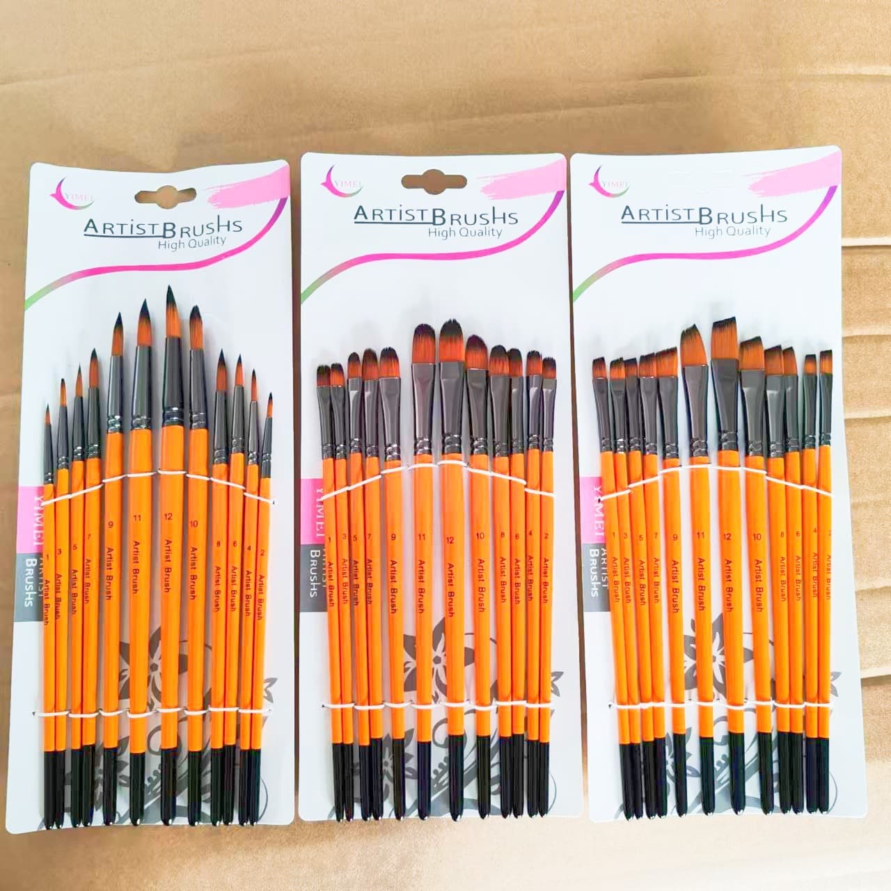 Cross-border 12-piece Nylon Art Paintbrush Set for Painting, Graffiti, DIY Drawing Brushes Wholesale