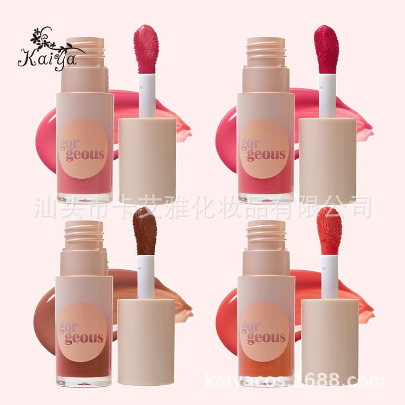 Oem Cross-Border Lip Gloss Customized Blush Flat Clear Natural Lip Glaze Lip and Cheek Dual-Use Blush Liquid Lip Gloss