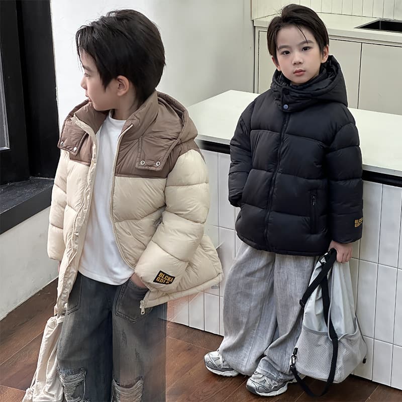 Special price feather velvet jacket with hooded Korean style children's down jacket for boys and girls warm casual children's cotton jacket