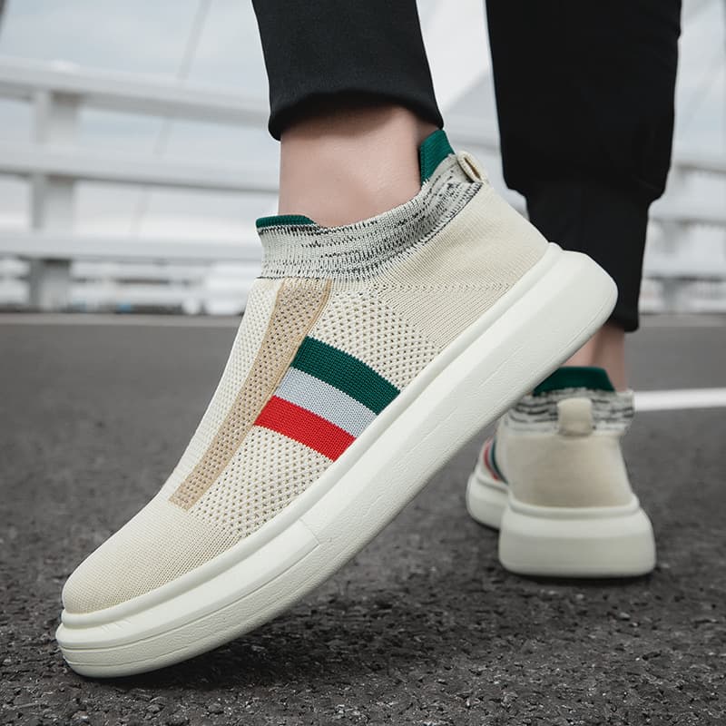 Jinjiang Plus Size Women's Cross-border Slip-on Casual Shoes, Knitted Couple Sneakers, Easy Slip-on Lazy Shoes, Thick-sole Sports Shoes