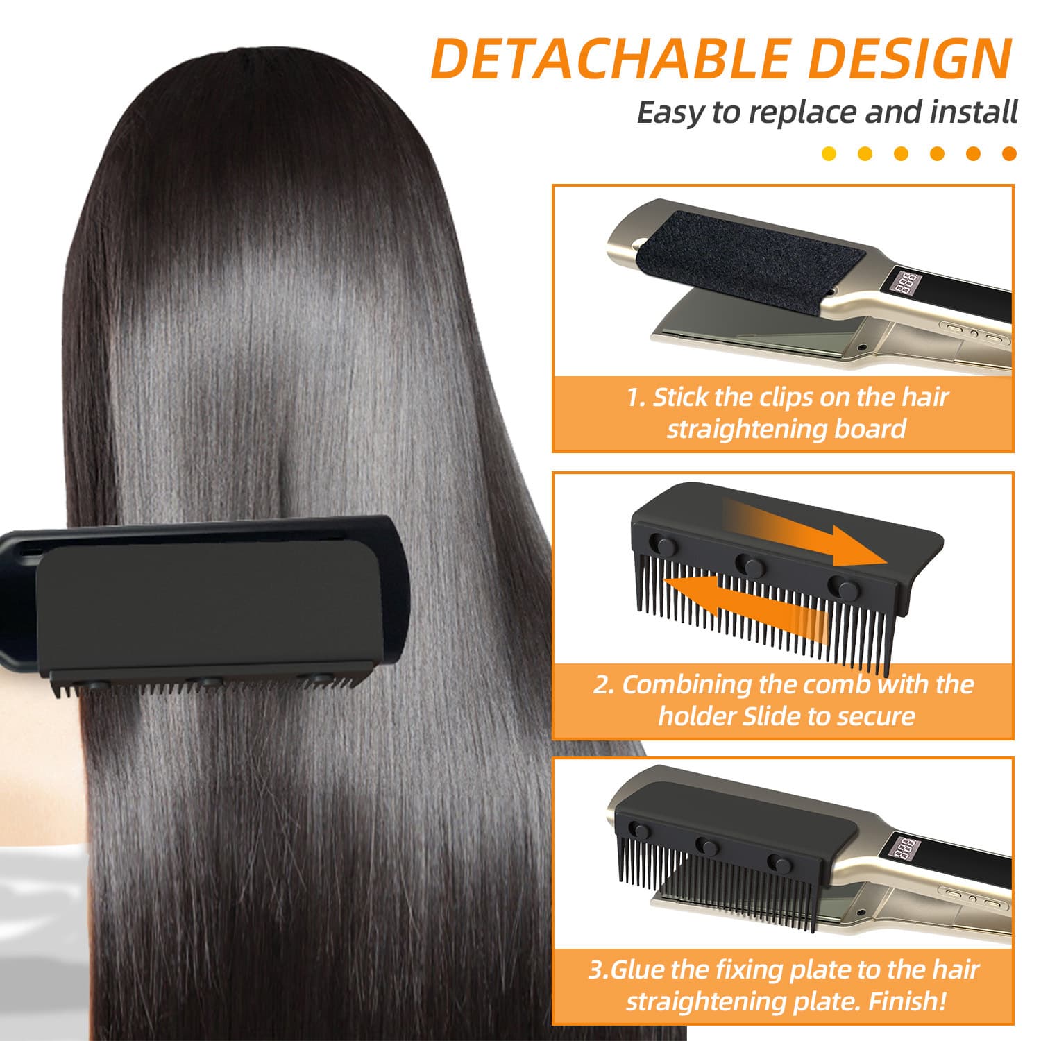 Flat Iron Comb Detachable Straightening Comb for Salon and Home Use with Electric Flat Iron and Styling Hair Tools Accessories