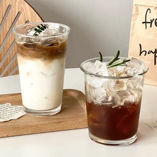Ins Style Glass Tumbler with Rolled Rim, Water Cup, Tea Cup, Milk & Beverage Cup, Milkshake, Milk Tea, Latte, Breakfast Cup