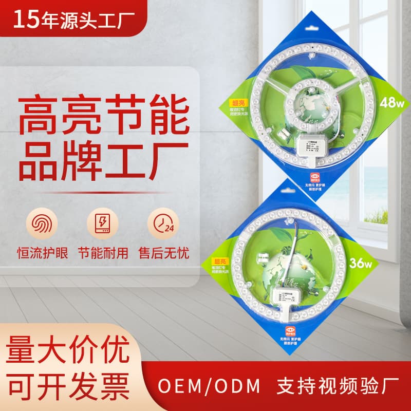 Mini ring ceiling light with replaceable magnet module, LED light panel, LED bulb, 24W/36W white light.