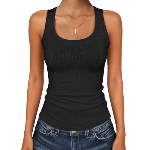 European and American Hot-Selling Ribbed Tank Top for Women, Summer Outerwear, Slim Fit, Slimming, Sports Fitness Sleeveless Top