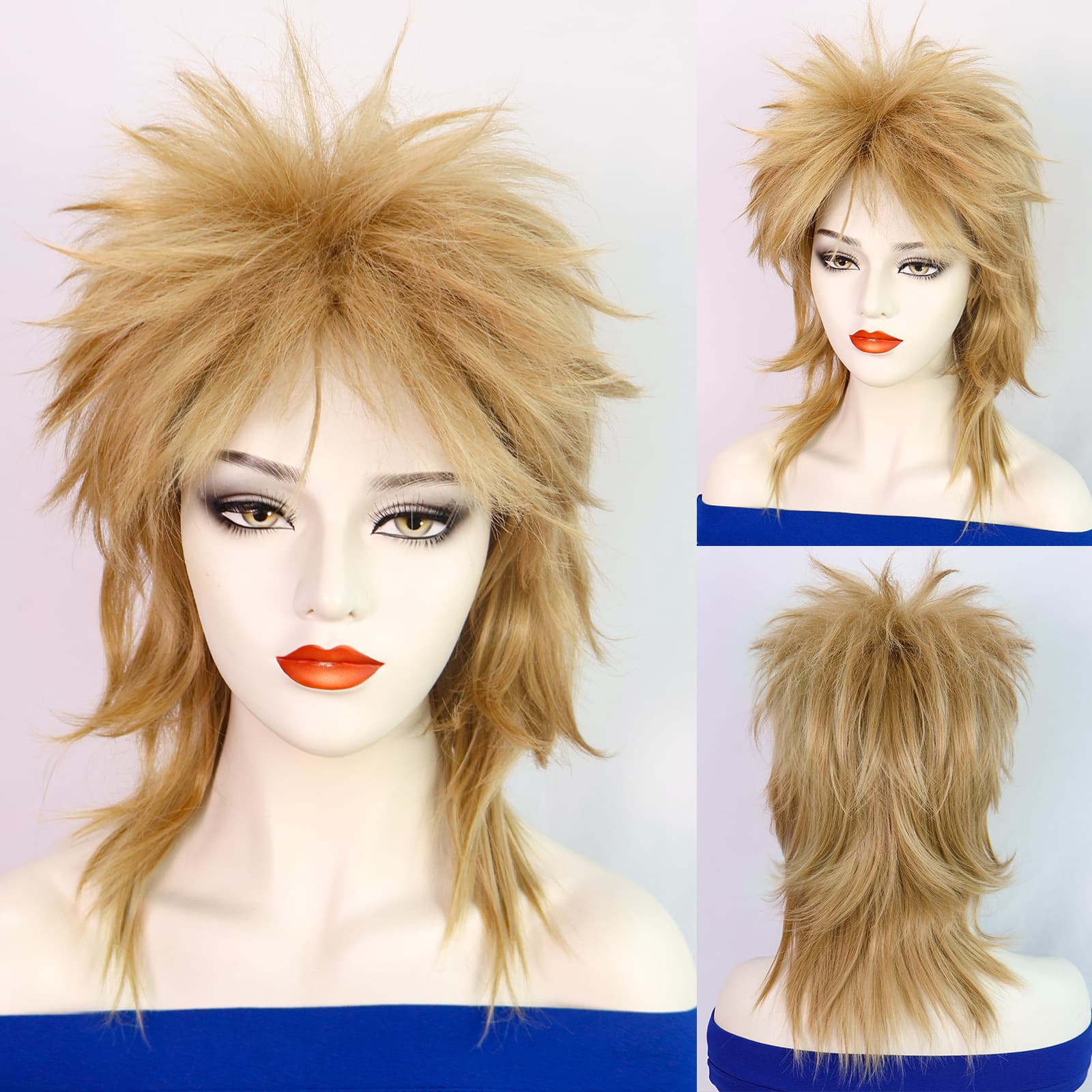 European and American ladies blonde rocker mullet wig glamor punk rock rock star Cosplay wig