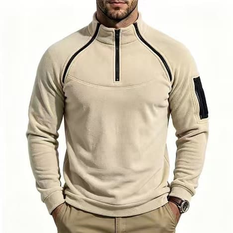 Cross-border thick polar fleece stand-up collar men's warm casual sweatshirt spring and autumn outdoor warm tactical men's clothing in stock