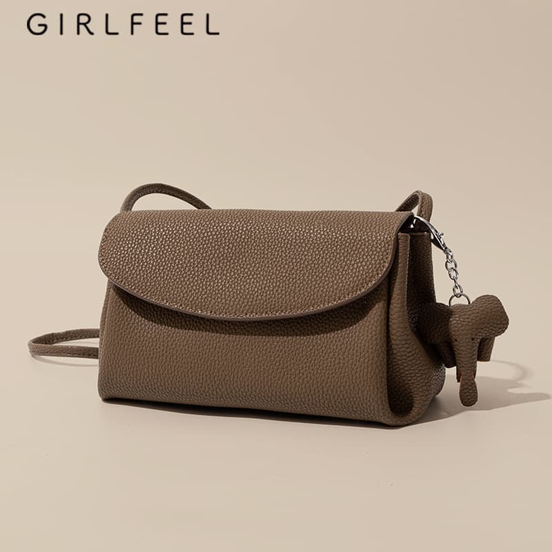 Gefeini Bag Women 2023 New Trend Cowhide Leather Bag Retro Vegetable-Tanned Leather Phone Bag Crossbody Bag Shoulder Bag