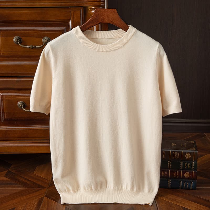 Men's Short Sleeve T-Shirt Korean Fashion Round Neck Half Sleeve Spring Autumn Slim Fit Solid Color Stylish Top