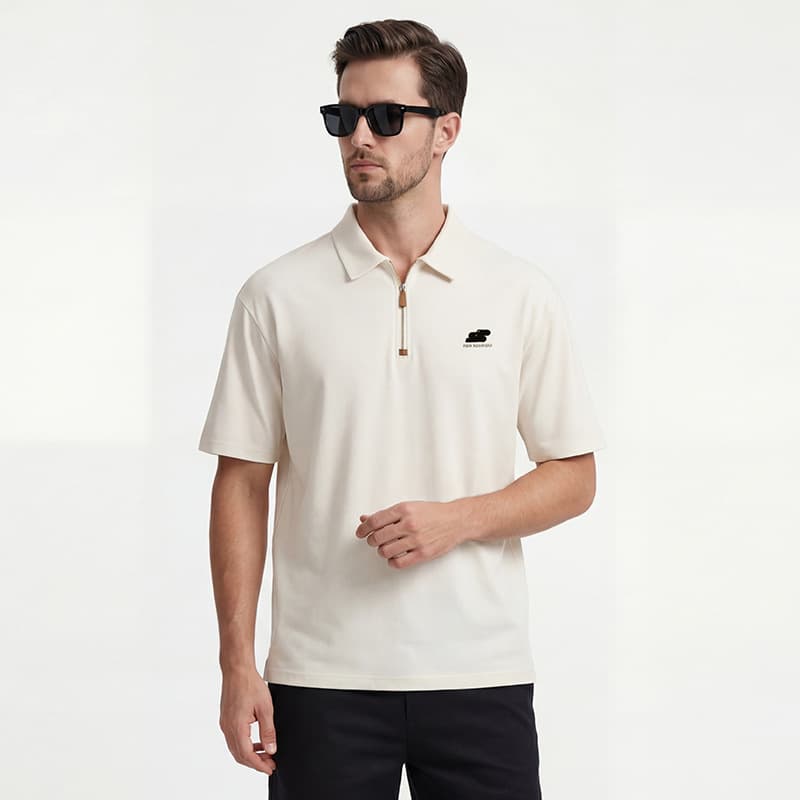 Big Size Men's Clothing | Old Money Style Short Sleeve Half-Zip Polo Shirt Men's Loose Turn-Down Collar Commuter T-Shirt Casual Top