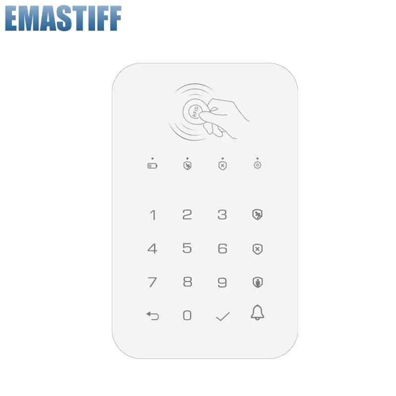 433MHz Wireless Password Keypad, White Capacitive Touch Keypad, Waterproof RFID Card, Home Anti-Theft Alarm