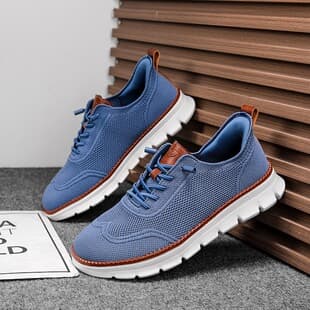 Cross-Border Amazon Lightweight Casual Men's Shoes, Loafers for Men, Large Size, Breathable, Flyknit Mesh Sports Shoes for Men
