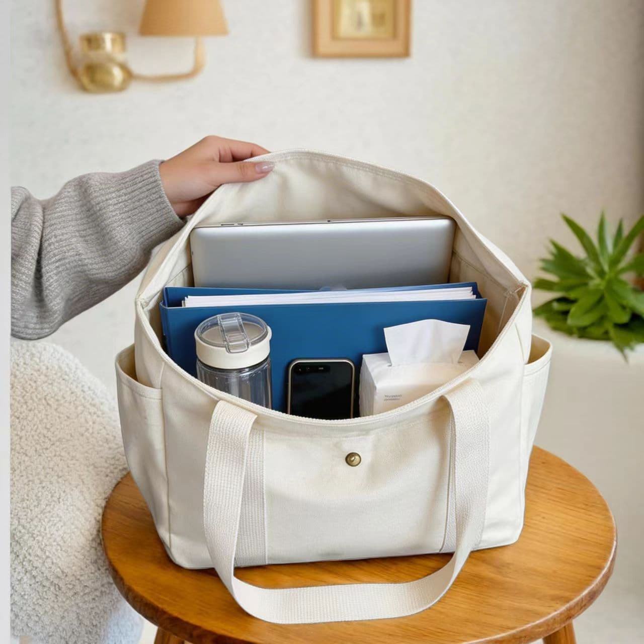 Large Capacity Canvas Tote Bag for Women, New Stylish Commuter Tote, Versatile Student Bag, Handheld Shopping Bag