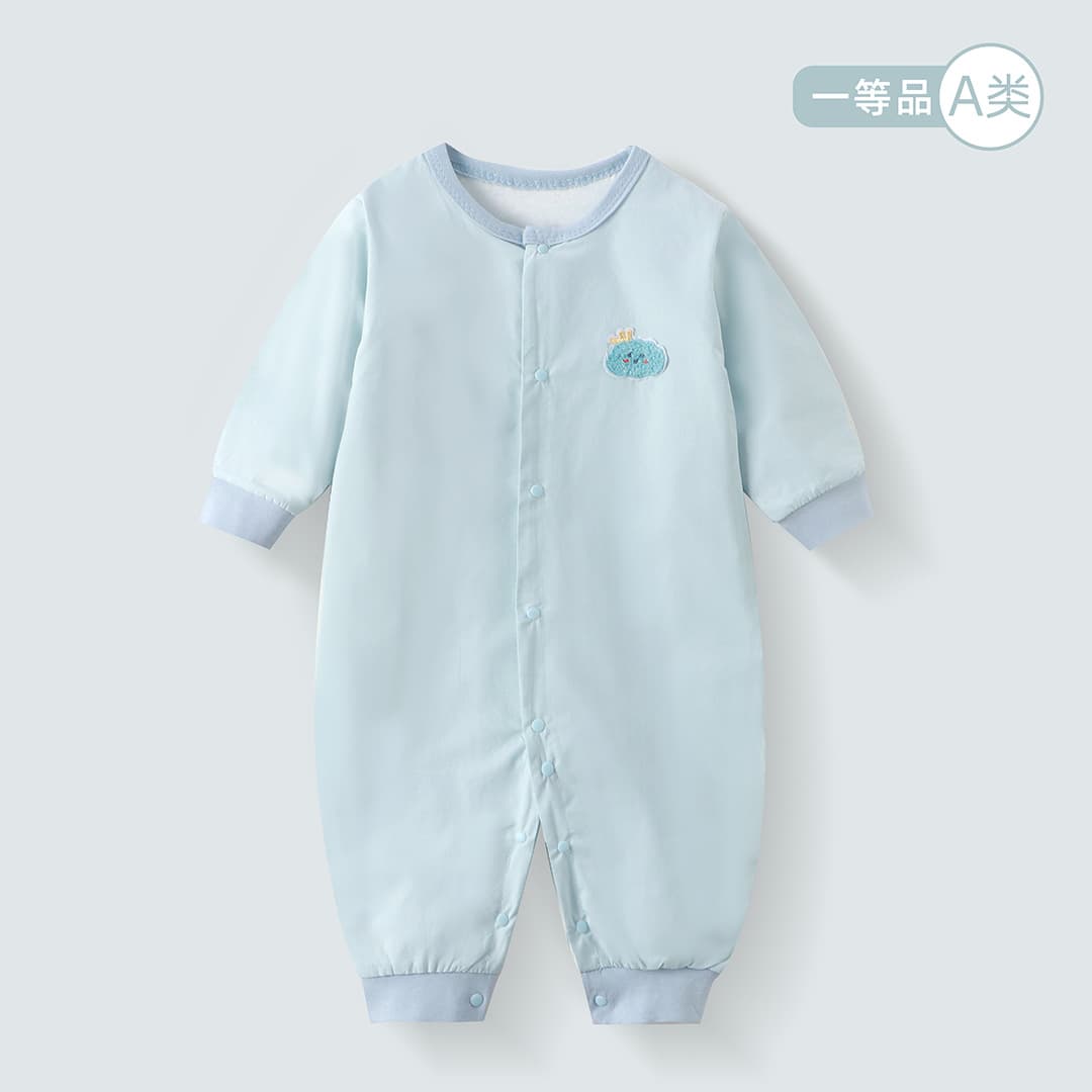 Baby Spring Romper Double Layer Pure Cotton Open Crotch Long Sleeve Outfit Newborn Stylish Boy Baby Bodysuit Spring Autumn