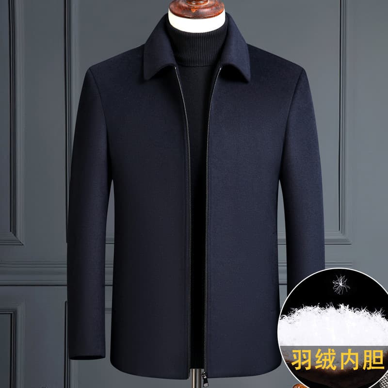 Premium 2025 Cashmere Overcoat Men's Short Winter Thick Wool Jacket Middle-Aged Dad Style Lapel Coat