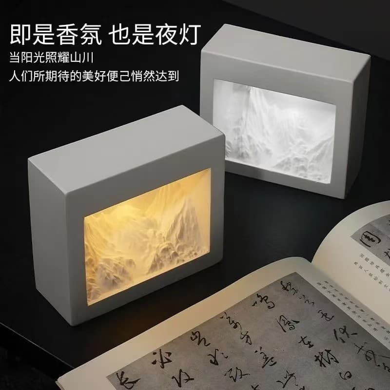Sunlit Golden Mountain Diffuser Stone Ornament with Light, New Year Gift for Best Friends, Scented Present with Unique Design