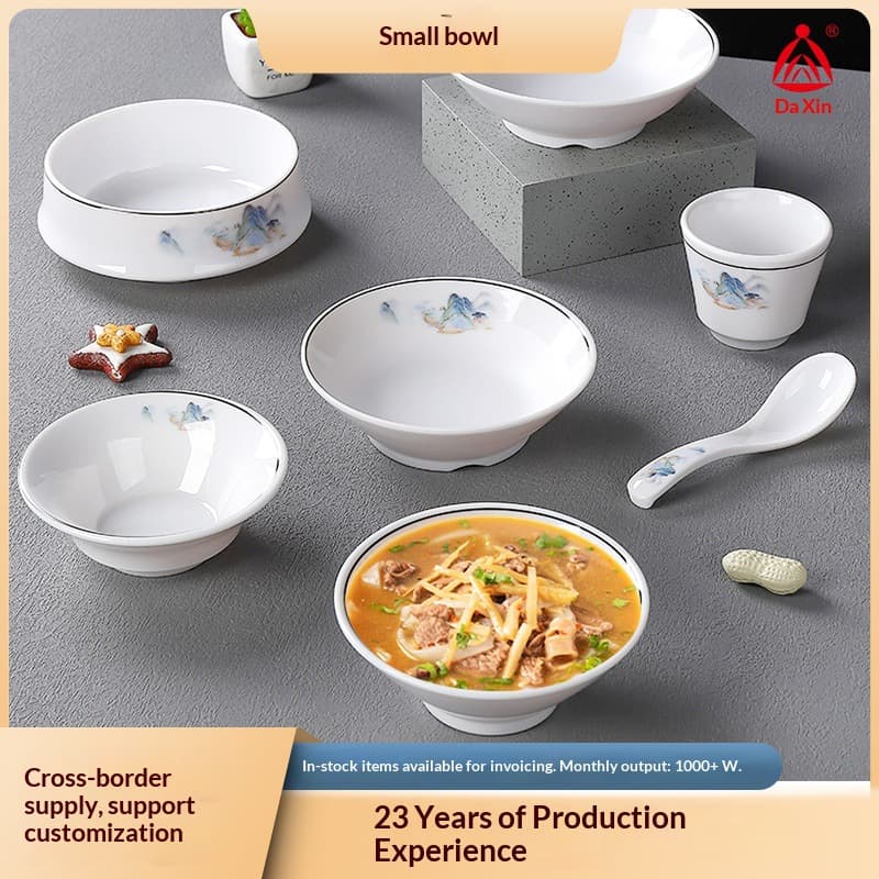 New White Melamine Rice Bowl, Soup Bowl for Restaurant Home