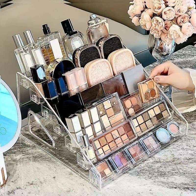 Transparent Step Small Display Stand Badge Grain Figurine Display Multi-Functional Storage Rack Acrylic Organizer