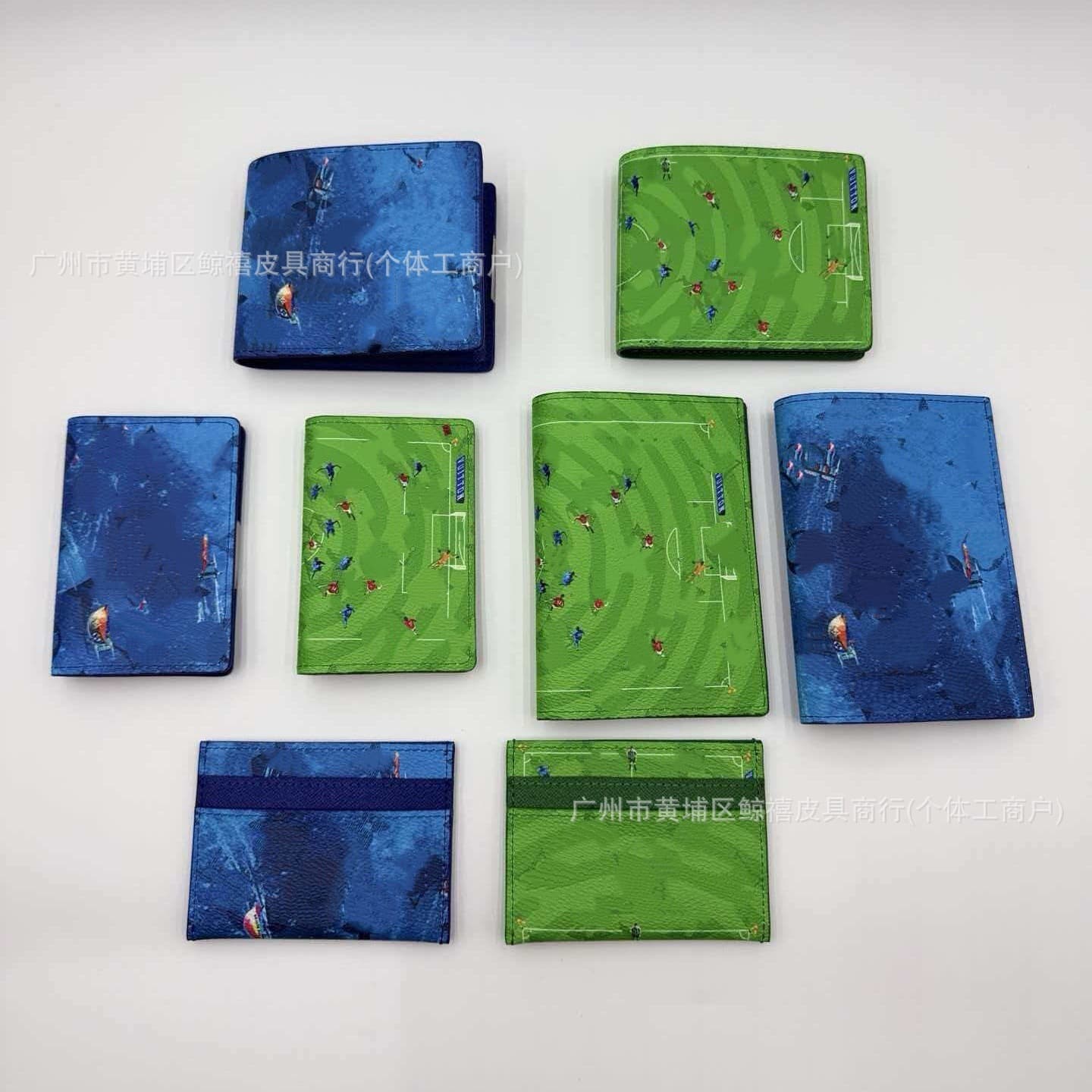 Donkey brand sports series wallet genuine leather card holder bi-fold passport wallet colorful soccer passport cover multifunctional document holder