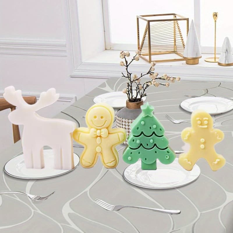 Christmas Series Christmas Tree Smiling Gingerbread Man Elk Fragrance Silicone Mold Smoked Candle Home Ornaments Baked Cake