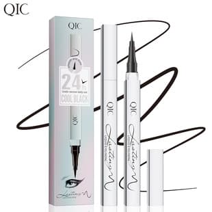 New QIC Silver Tube Waterproof Eyeliner, Sweat-Proof, Smudge-Proof, Black Liquid Eyeliner Pen, Cross-Border Wholesale Cosmetics In Stock