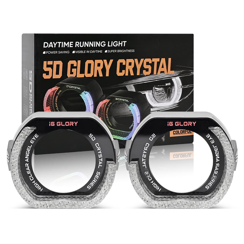 Car LED Daytime Running Light Acrylic 5D Angel Eye Demon Eye Lens, Colorful with Turn Signal Flowing Light