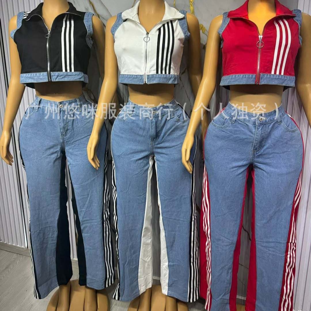 Denim Set Available Ladies' Two-Piece Set Women's Two-Piece Set