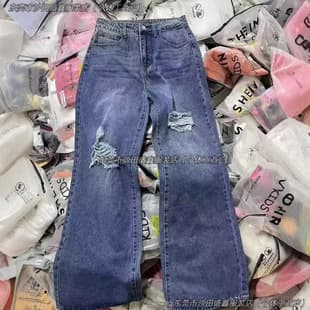 Cross-border Shein export women's jeans high stretch trendy slim fit wholesale denim stock clearance cotton