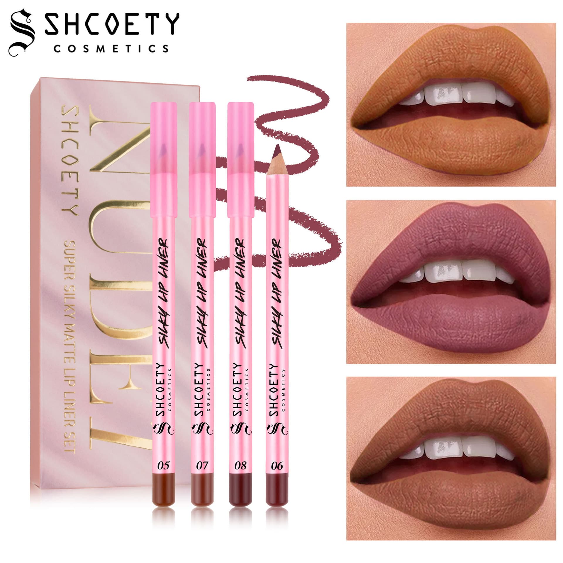 SHCOETY European and American cross-border 12-color matte lipstick lip liner set nude color long-lasting non-fading first generation