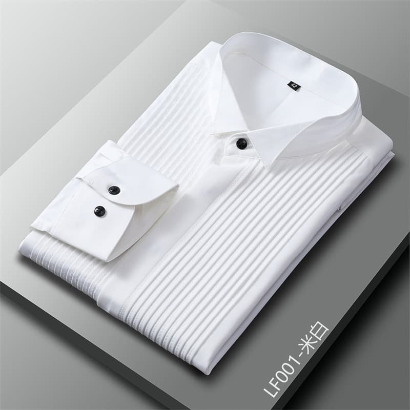 Men's Formal Tuxedo Shirt French Cuff Bow Tie Shirt Wing Collar Wedding Groom Groomsman Dress Shirt Amazon Cross-border