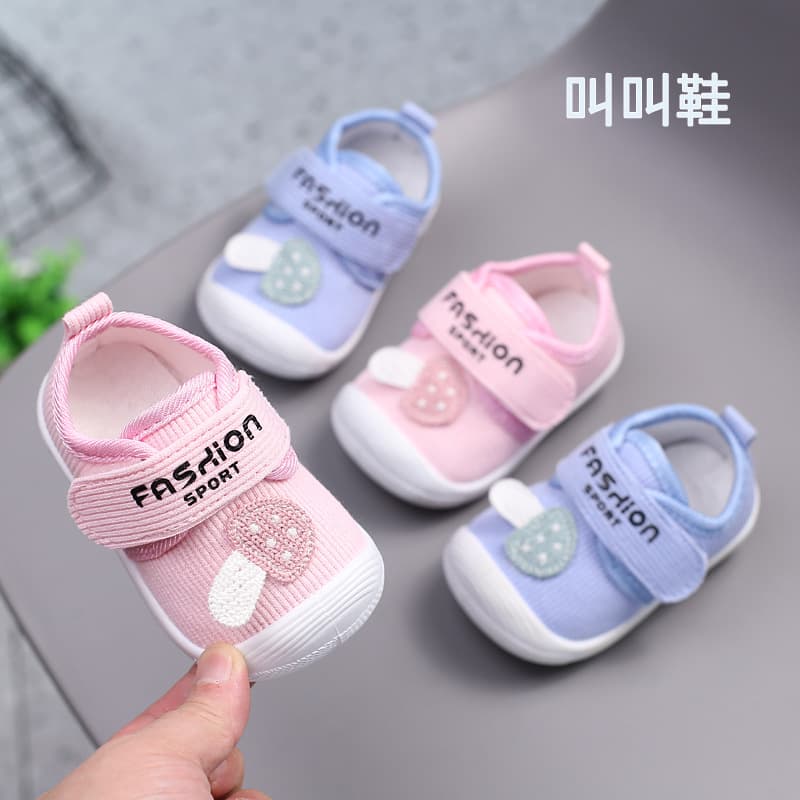 Spring Autumn Baby Cloth Shoes Squeaky Shoes Soft Sole Infant Walking Shoes 0-1-2 Years Old Boys Girls Breathable