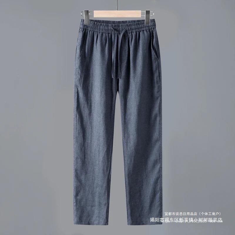 Clearance clearance high-end quality pure linen white casual pants linen men's breathable loose comfortable solid color trousers for men