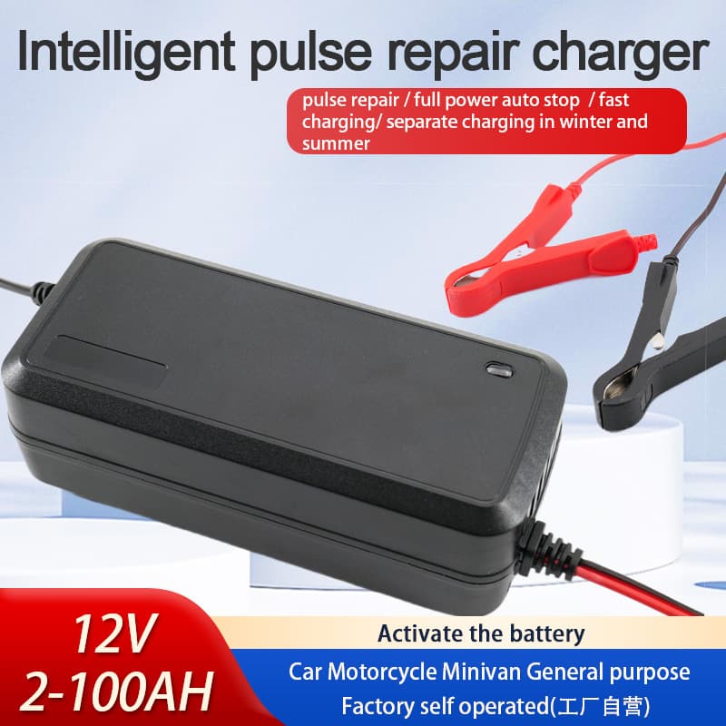 12V 5A Alligator Clip Charger for Motorcycle Electric Vehicle Lead-Acid Battery 10 to 40Ah Battery 12V 10A Fast Charging