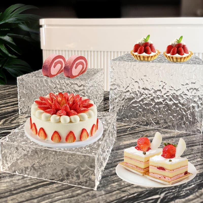 Acrylic Dessert Table Buffet Pastry Rack Water Ripple Cold Meal Food Ceramic Ornaments Wedding Birthday Display Rack