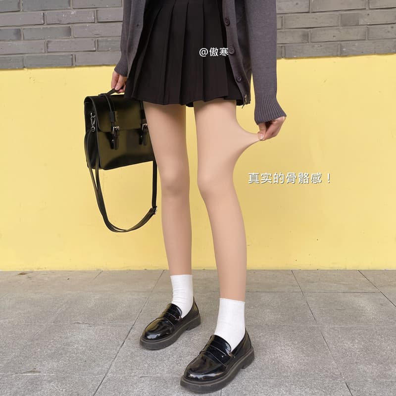 Zhuji Aohan Natural-Look Tights for Women, Double-Layer Fleece-Lined and Thickened Nude Tights for Autumn and Winter