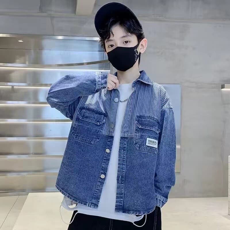 Children's Spring Outerwear for Boys, Autumn and Spring Styles, 2025 New Arrivals, Denim Spring Clothes for Medium and Large Children, Trendy and Popular