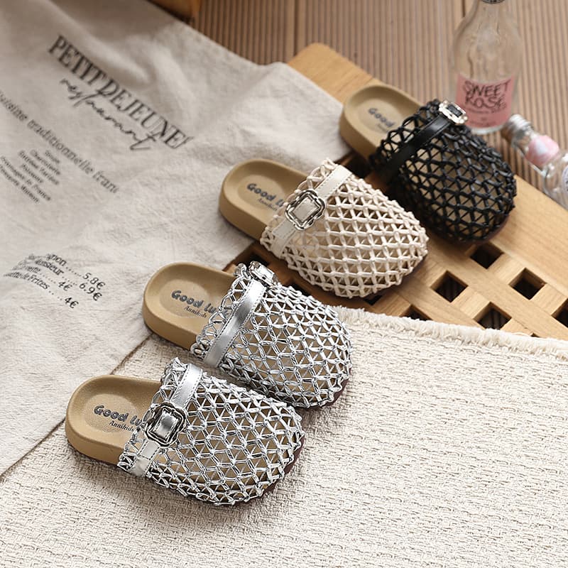 Baby Hollow Knit Closed-Toe Sandals 2026 New Style Girls Summer Breathable Slippers Thick Sole Fashion Beach