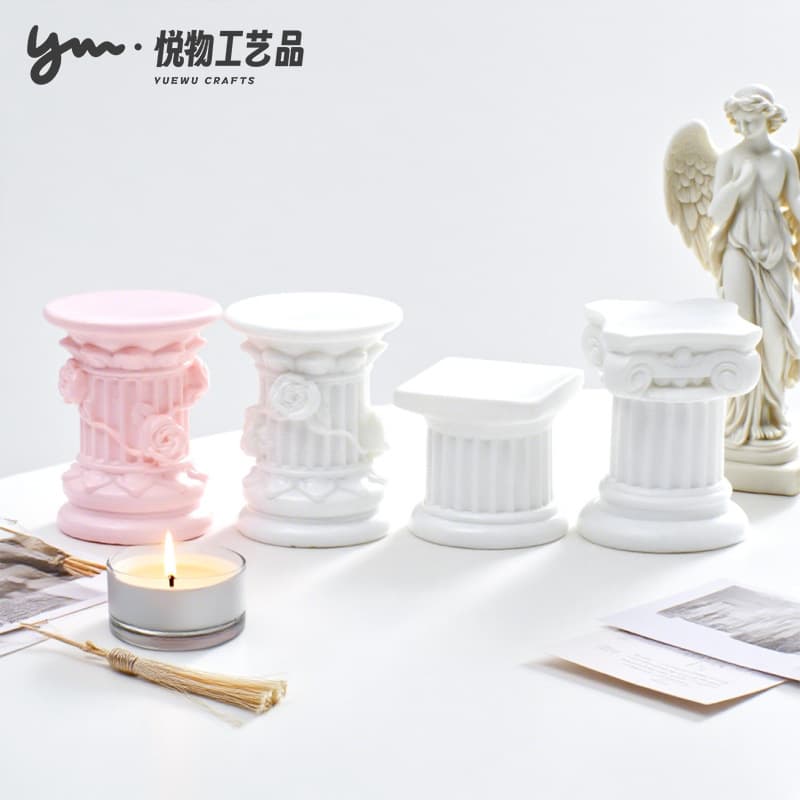 Cross-Border New European Retro Roman Column Candlestick Doll House Sculpture DIY Decoration Accessories Desktop Small Ornaments