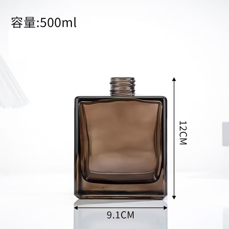 Square Aromatherapy Bottle Empty High-End Home Fragrance Diffuser Bottle Decoration Gray Large Capacity Essential Oil Glass Bottle