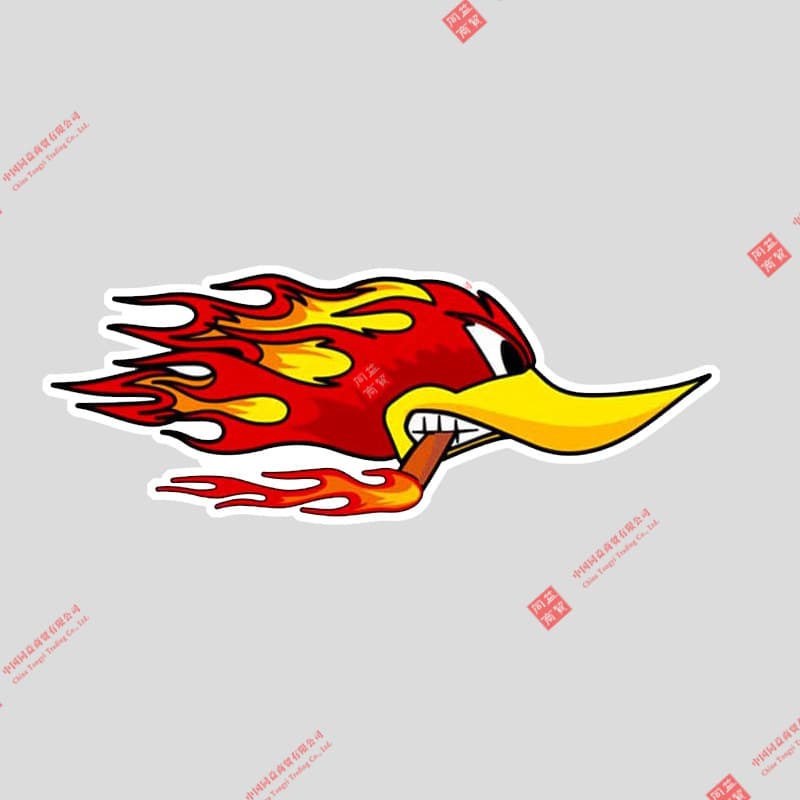 Cool Fire Duck Smoking Car Sticker RV Motorcycle Off-Road Helmet Luggage Wall PVC Decal