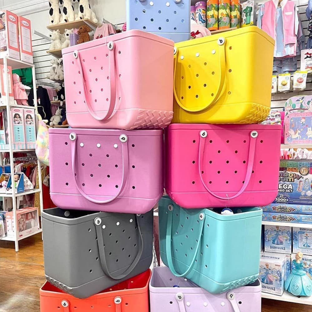 EVA Beach Hole Bag Handbag Swimming Bag Candy Color Shopping Basket Outdoor Camping Bag Large Capacity Tote Bag