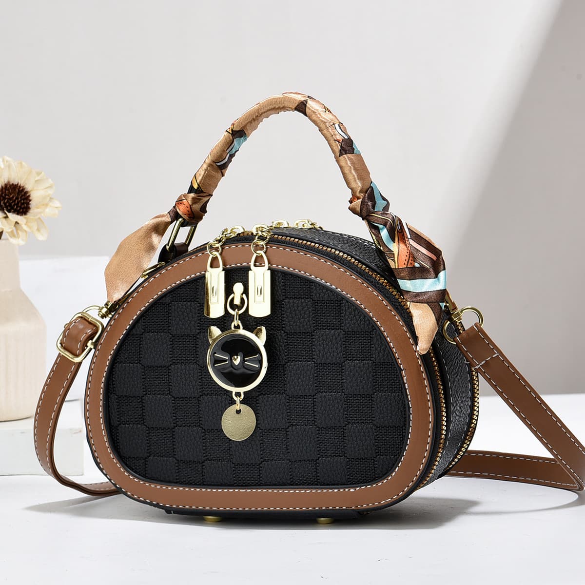 Cute Fresh Mini Bag Women's Fashion Single Shoulder Handbag Crossbody Bag Shell Shape Polyester Lining PU Material Handbag