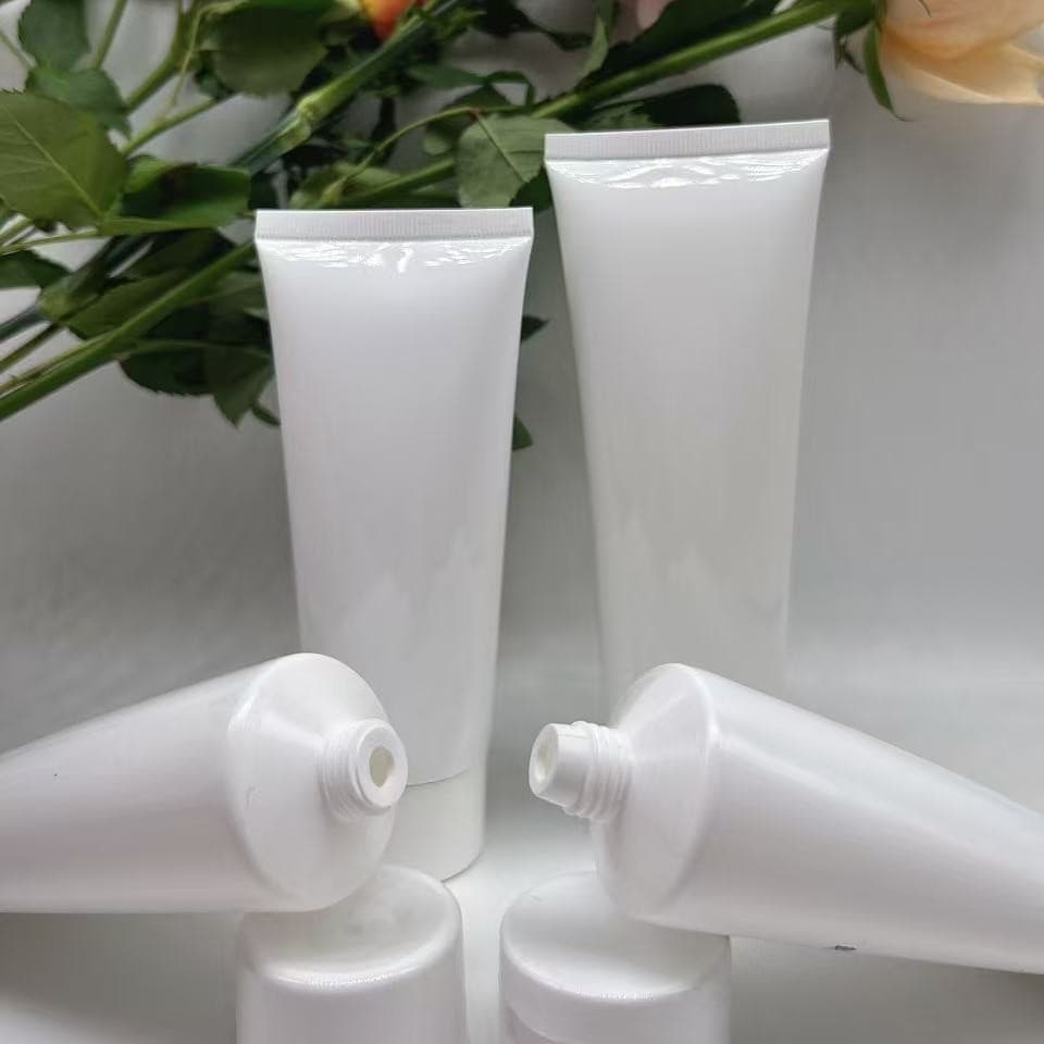 In-stock cosmetic tube bottle for facial cleanser, hand cream, white tube cosmetic sample travel decanting bottle